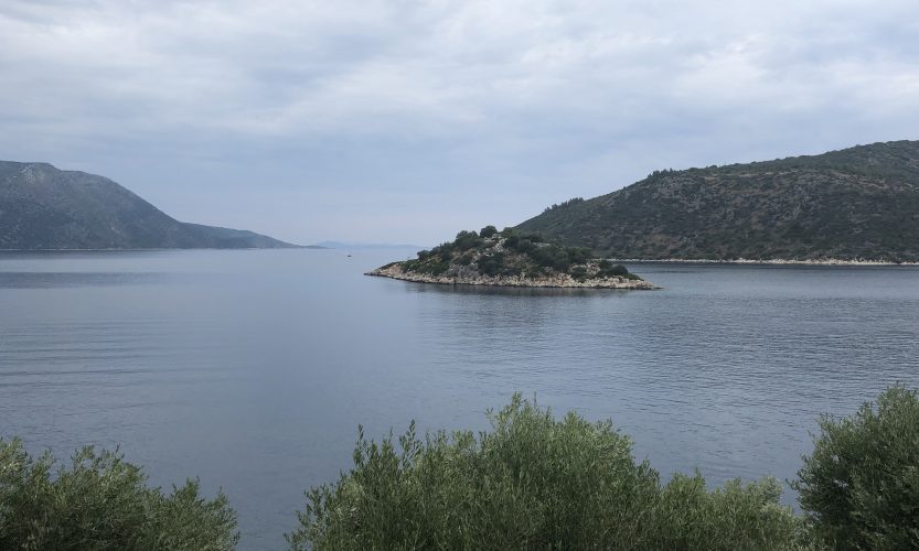 A photo of the Isle of Σκαρτσουμπονήσι in Ithaca, Greece.