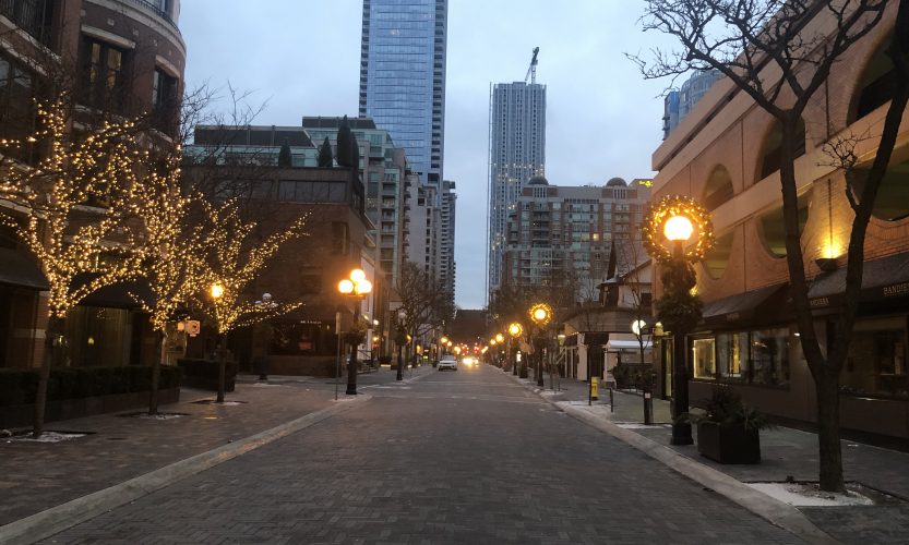 Yorkville Avenue in Yorkville Toronto in the morning not no people and few cars in sight.