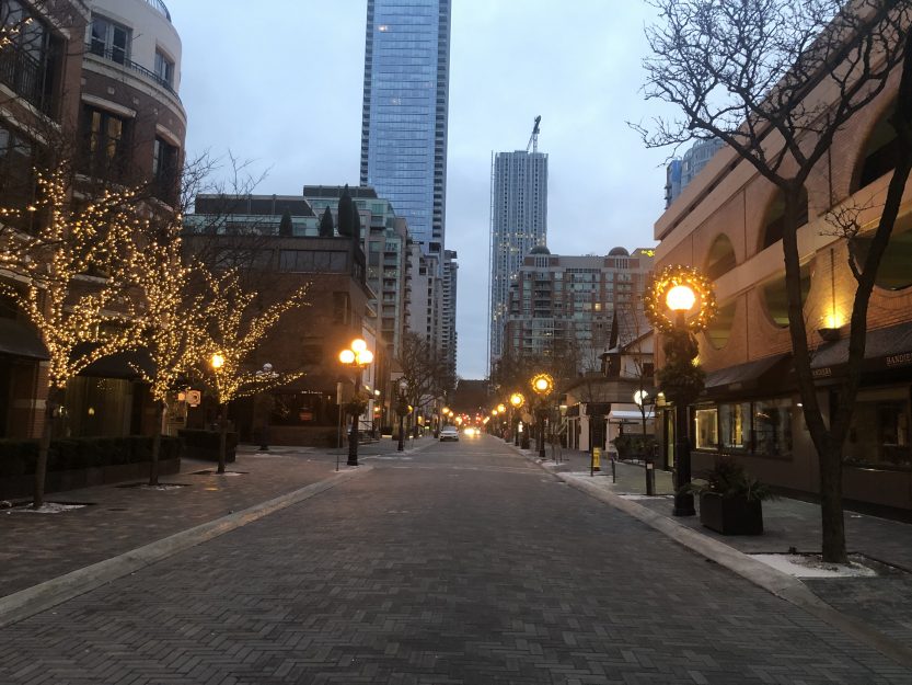 Yorkville Avenue in Yorkville Toronto in the morning not no people and few cars in sight.